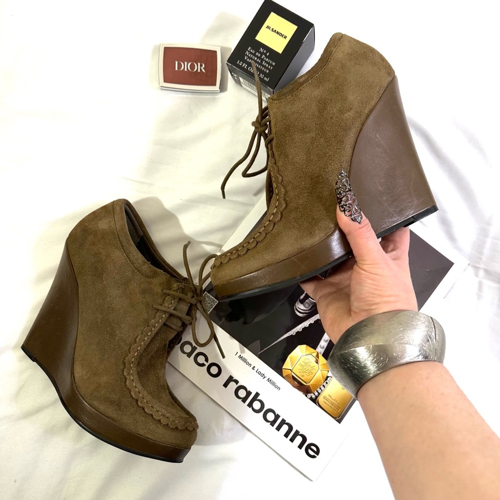 Minelli Tan Suede Wedge Shoes - Picture 3 of 16
